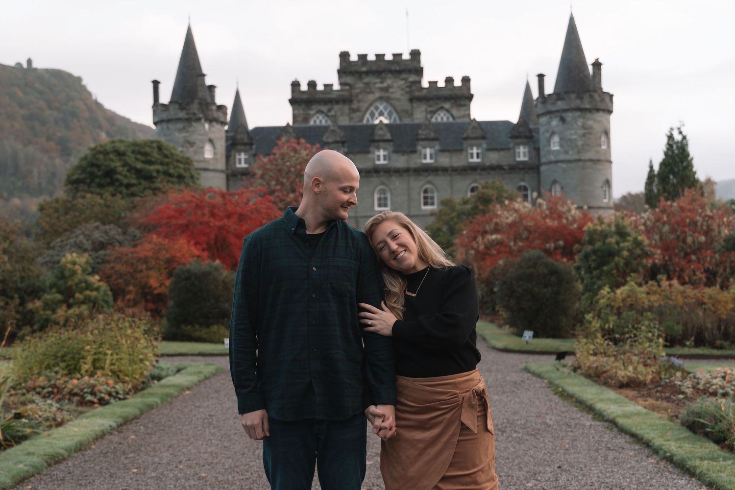 Alicia and Rob engagement photoshoot at Inveraray Castle, Scotland
