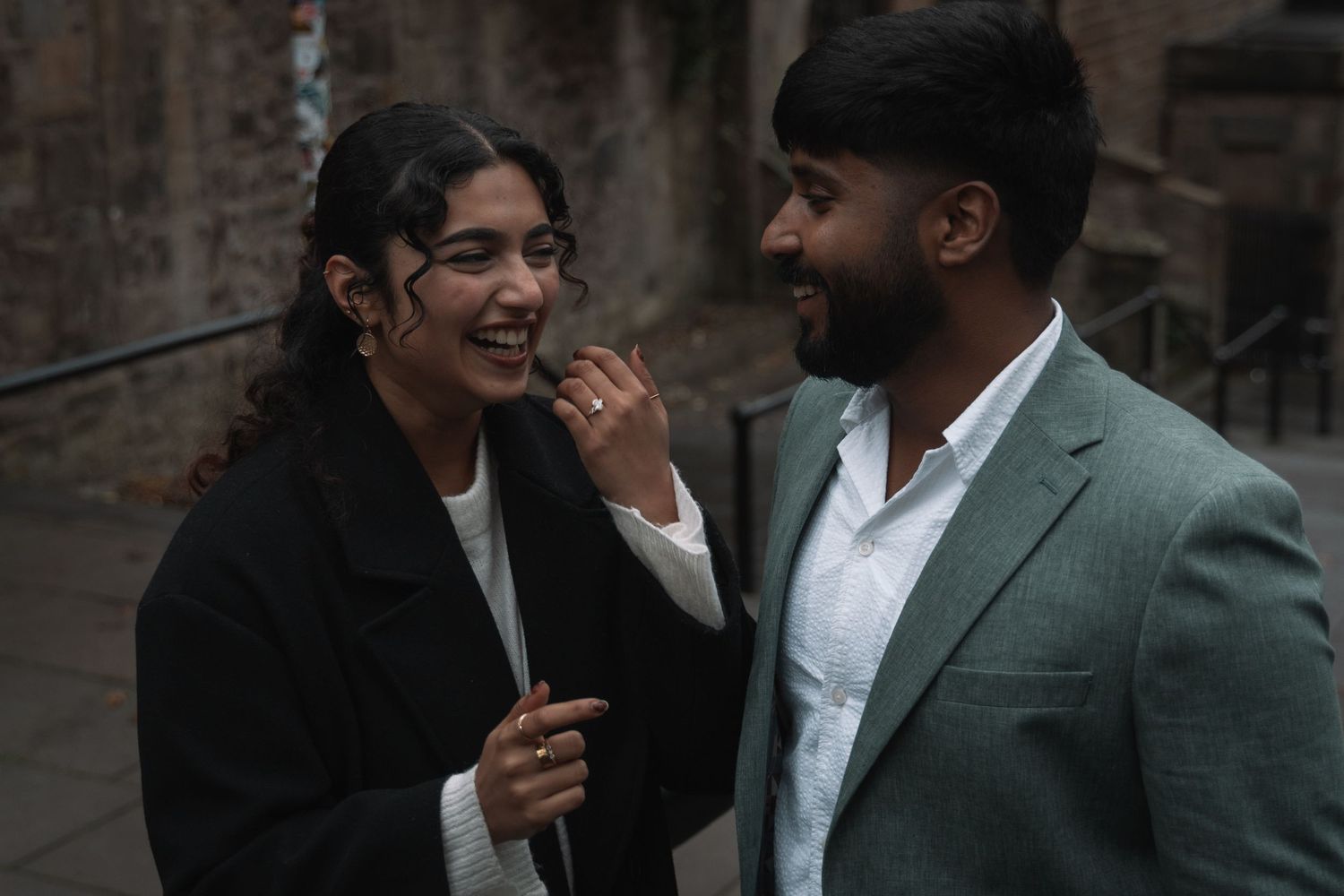 Candid moment of surprise proposal in Edinburgh