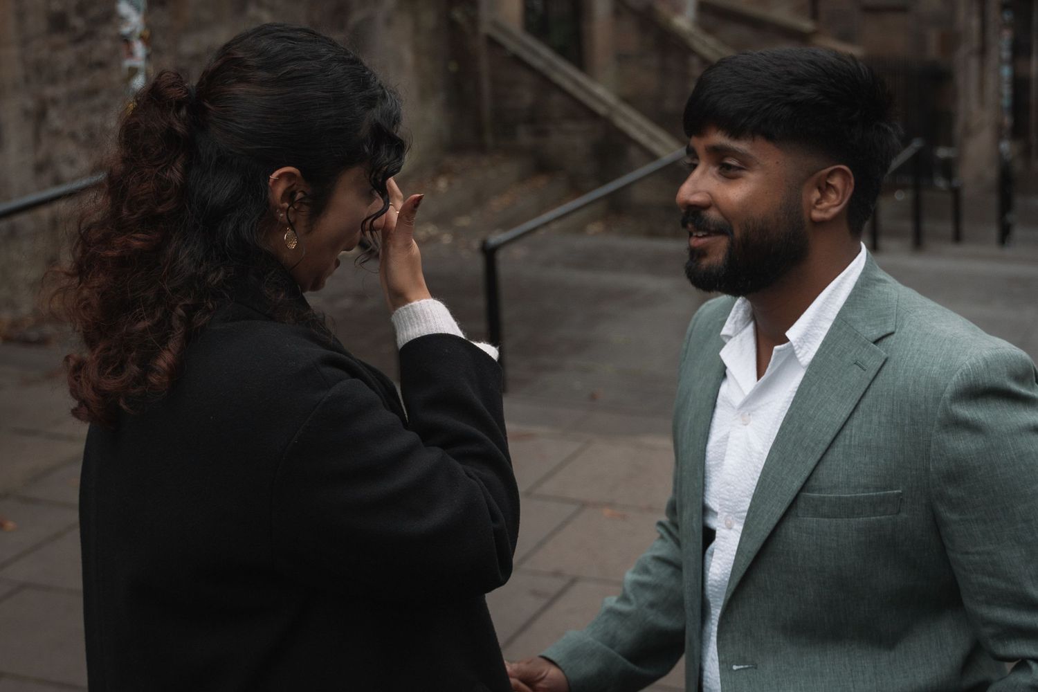 Candid moment of surprise proposal in Edinburgh