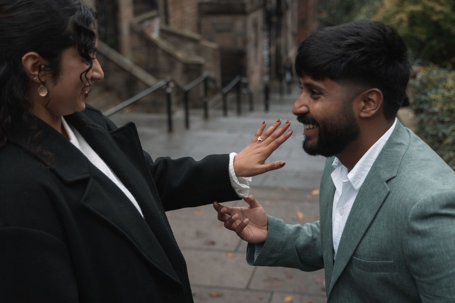 Candid moment of surprise proposal in Edinburgh