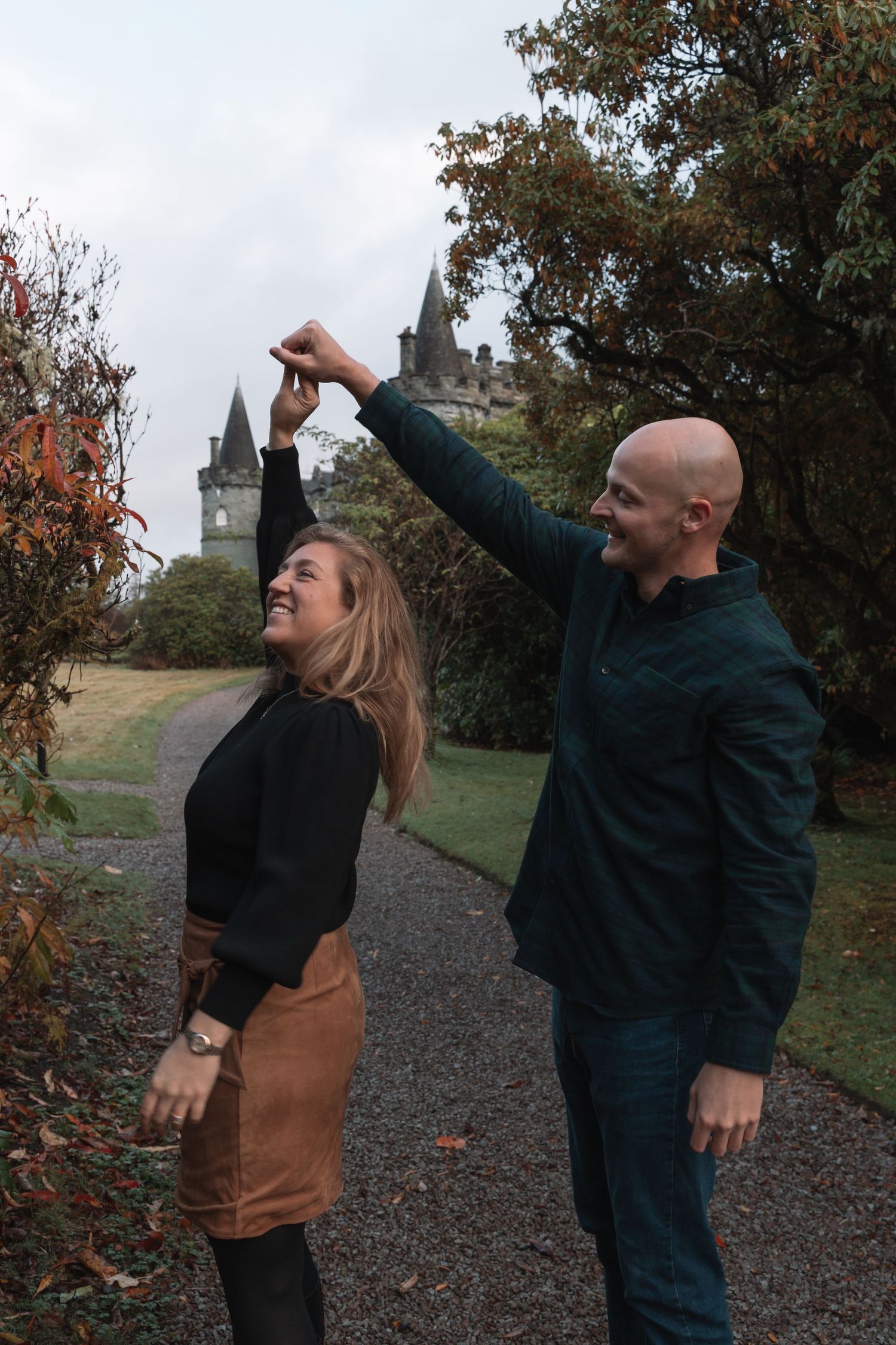 Alicia and Rob engagement photoshoot at Inveraray Castle, Scotland