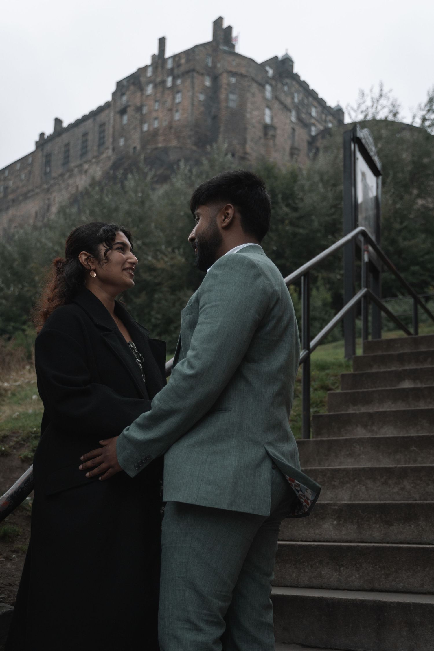 Candid moment of surprise proposal in Edinburgh