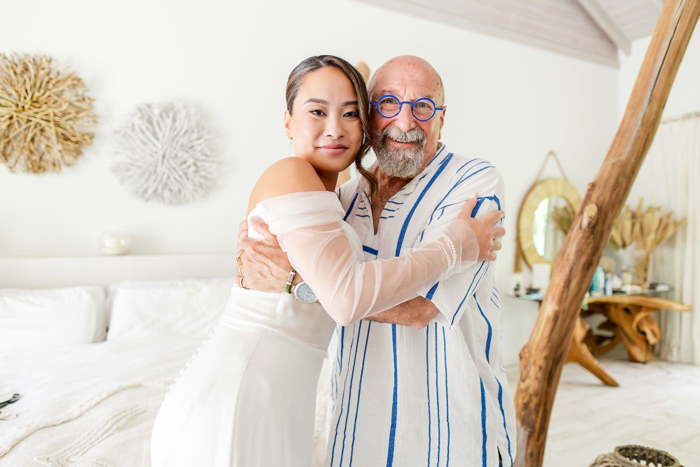 Intimate couple portrait session with natural decor and rustic elements.