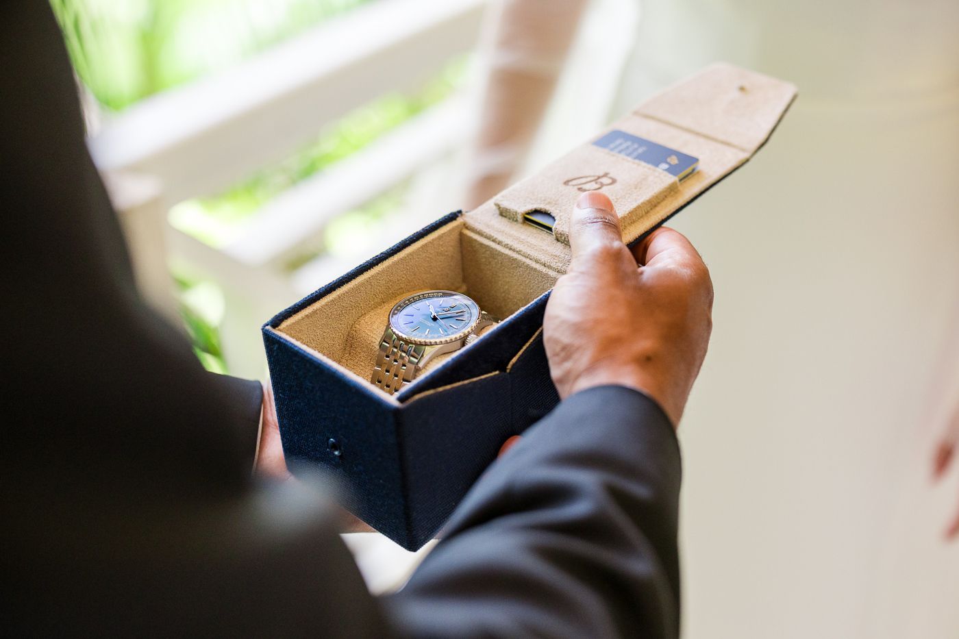Wedding detail photography showing gift boxes and presents being exchanged.