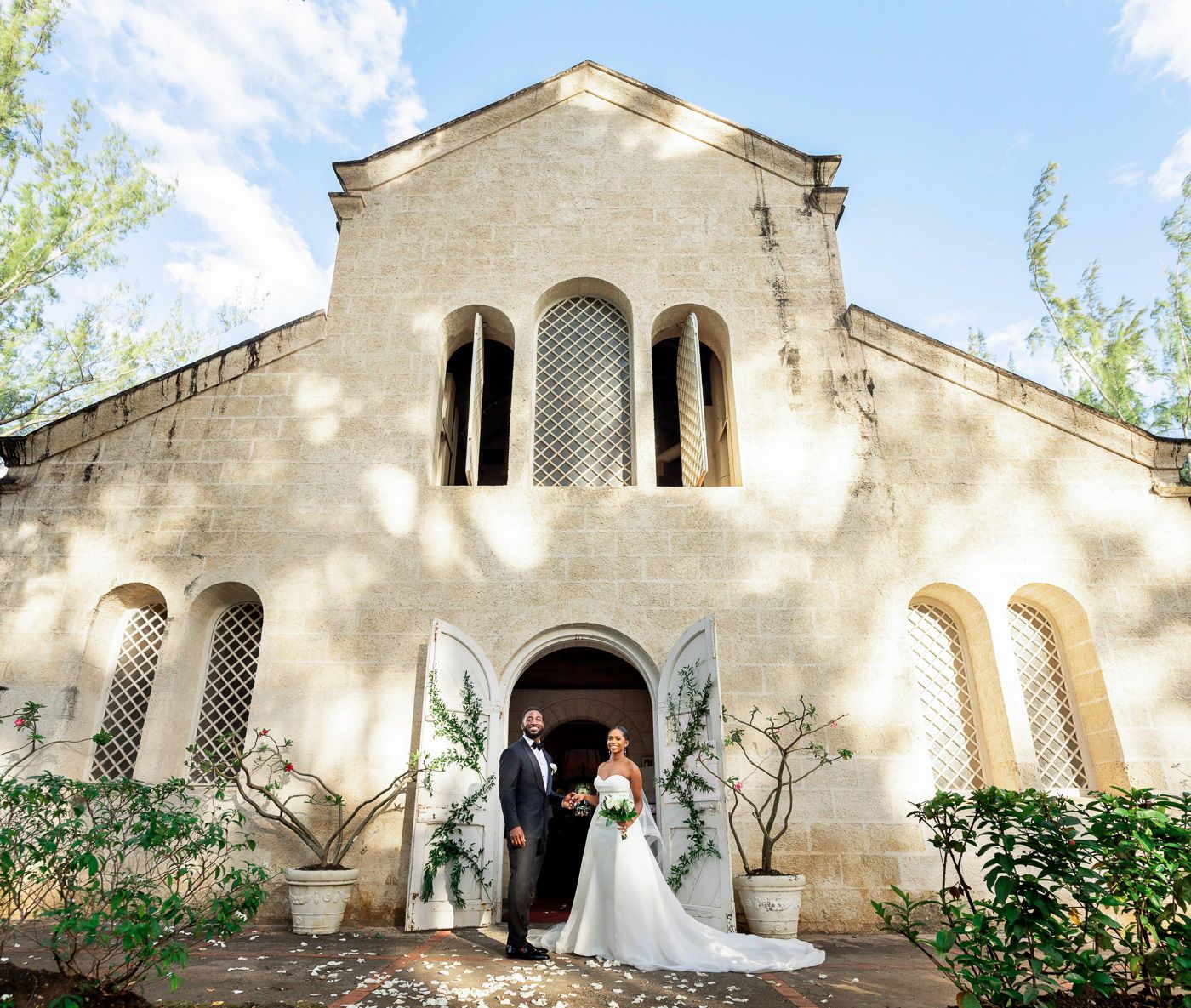 St James Parish church in Barbados - Old style church exterior with stone architecture and garden landscaping. Sandy Lane barbados wedding