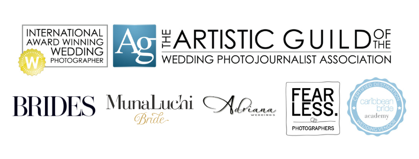A collection of professional photography association logos and badges arranged in a horizontal row.