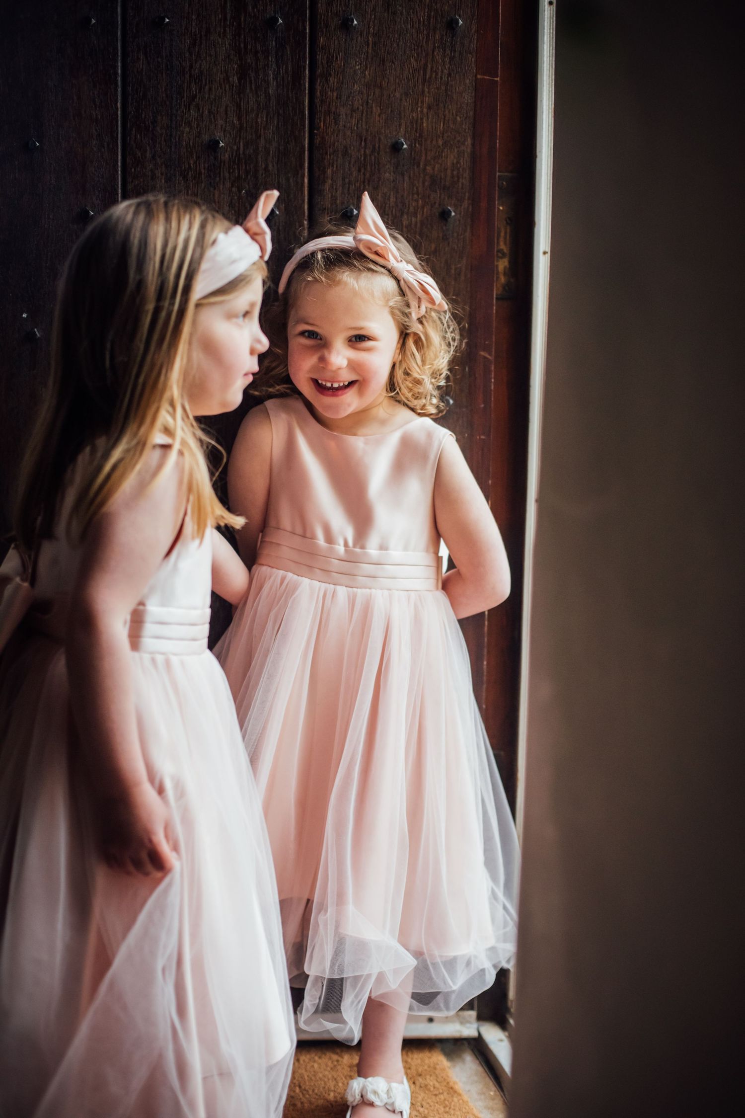 in-between moment during wedding day storytelling of bridesmaids