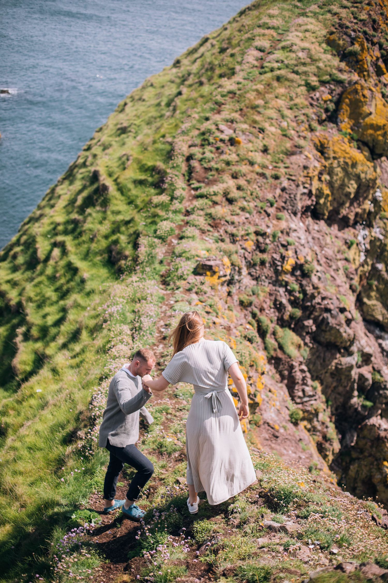 natural interaction between couple in outdoor setting