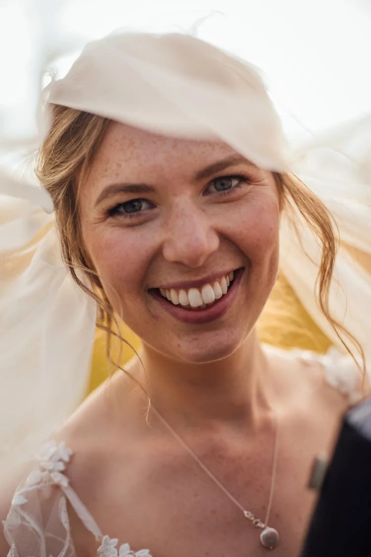 intimate close-up portrait of bride