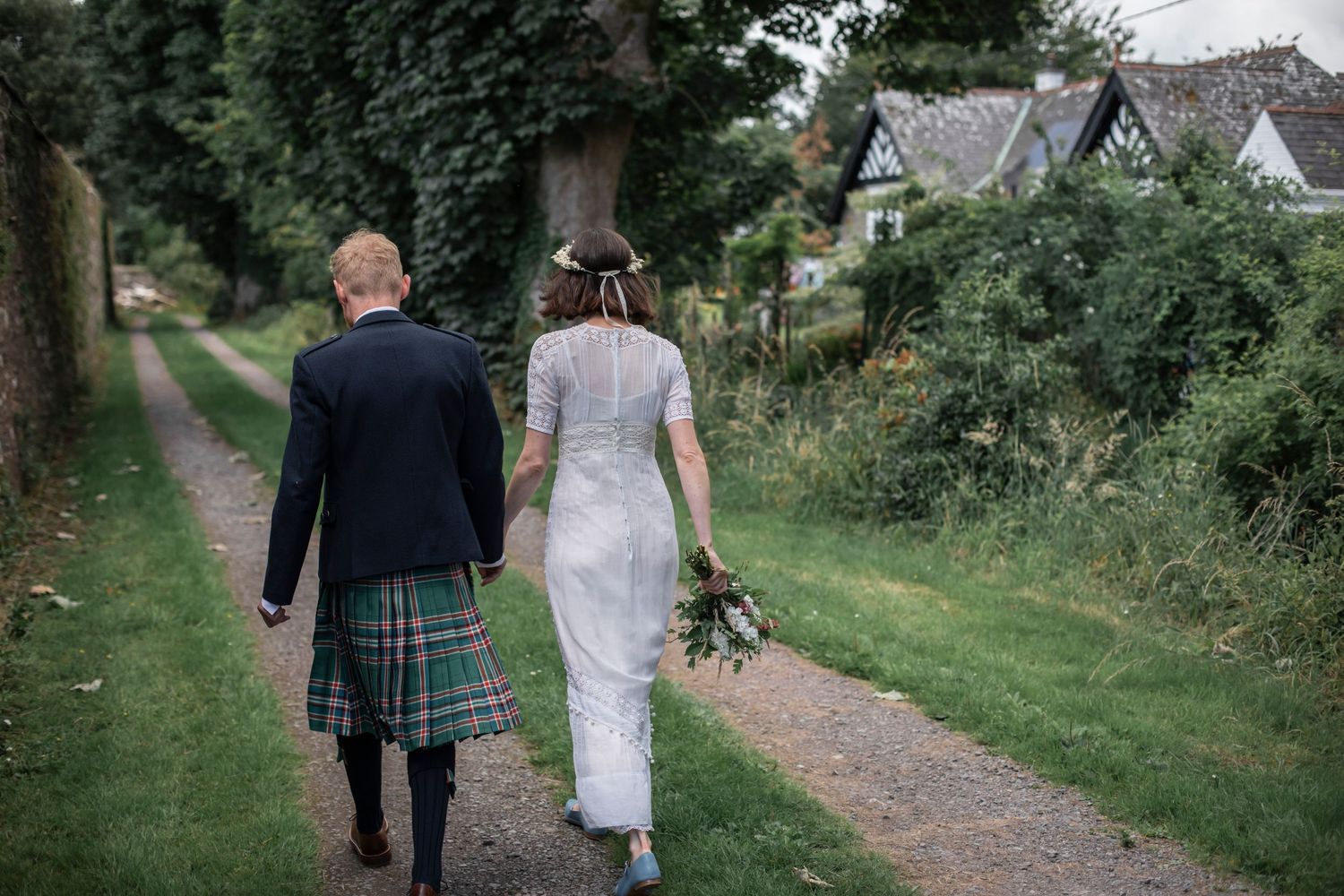 candid moment between couple during wedding celebration
