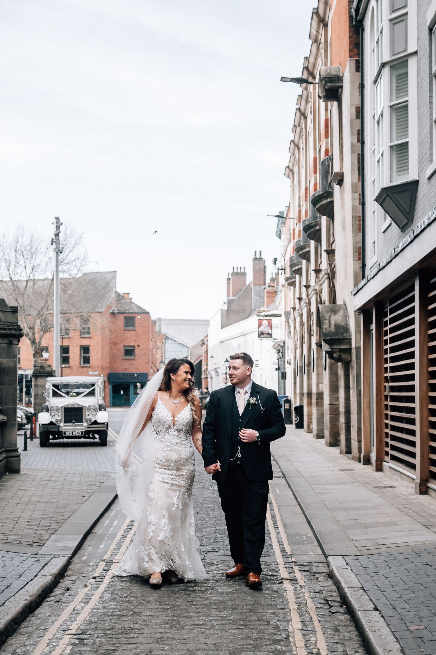 Bride and groom in Hull City Centre