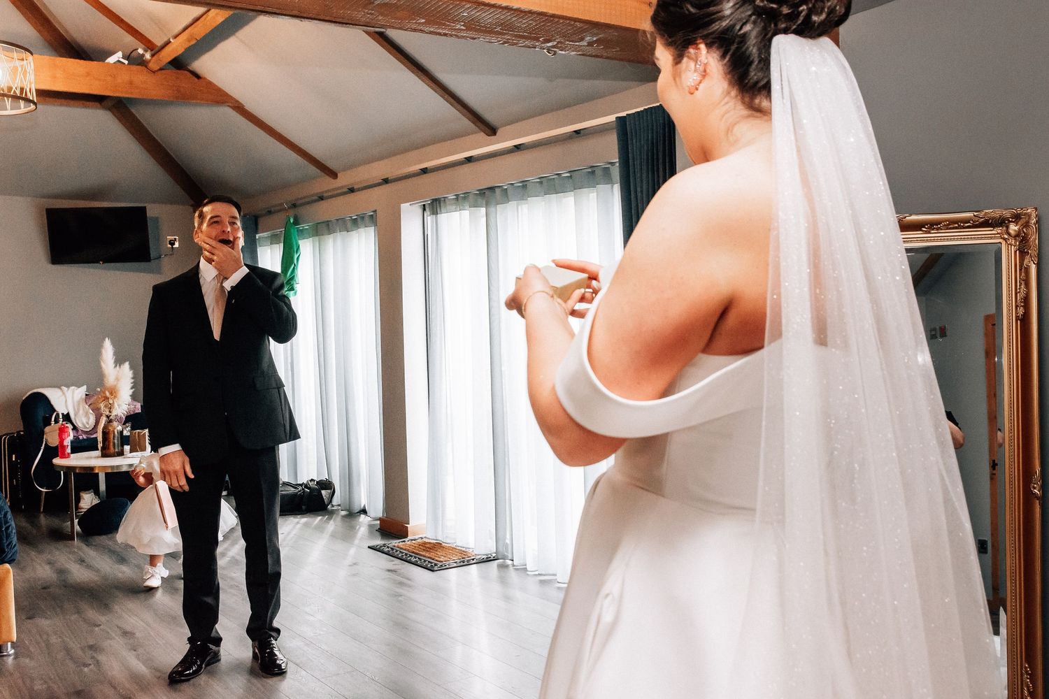 Bride and father at The Barn at Willerby Hill