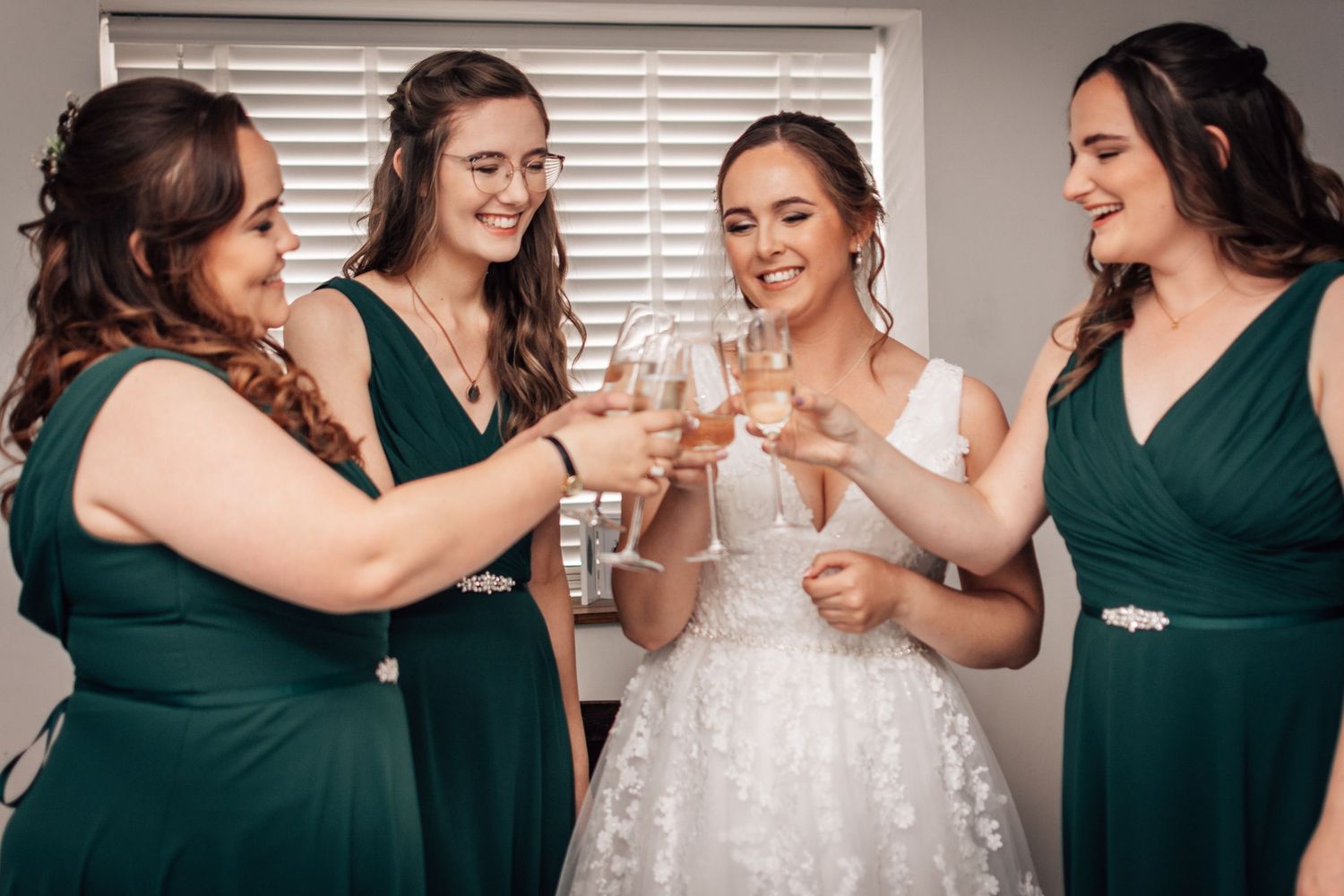 Bride and bridal party before wedding