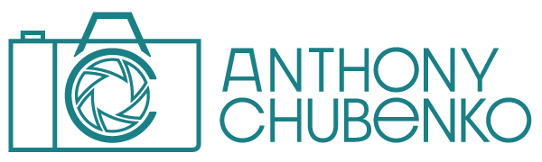 Minimalist blue logo design for Anthony Chubenko luxury hotel brand.