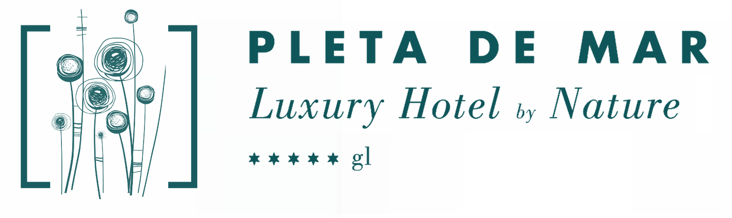 Pleta de Mar luxury hotel logo in teal with tagline Luxury Hotel by Nature.