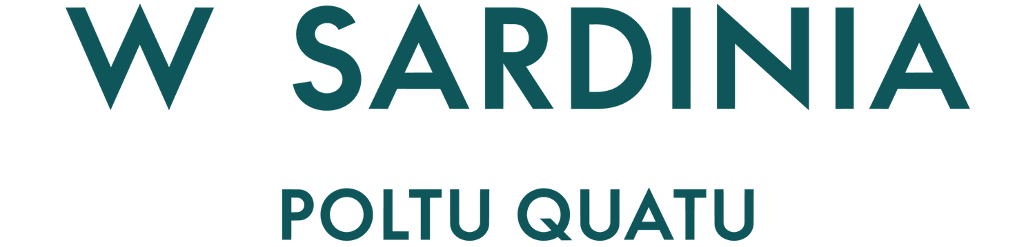 W Sardinia Poltu Quatu hotel brand logo in teal typography.