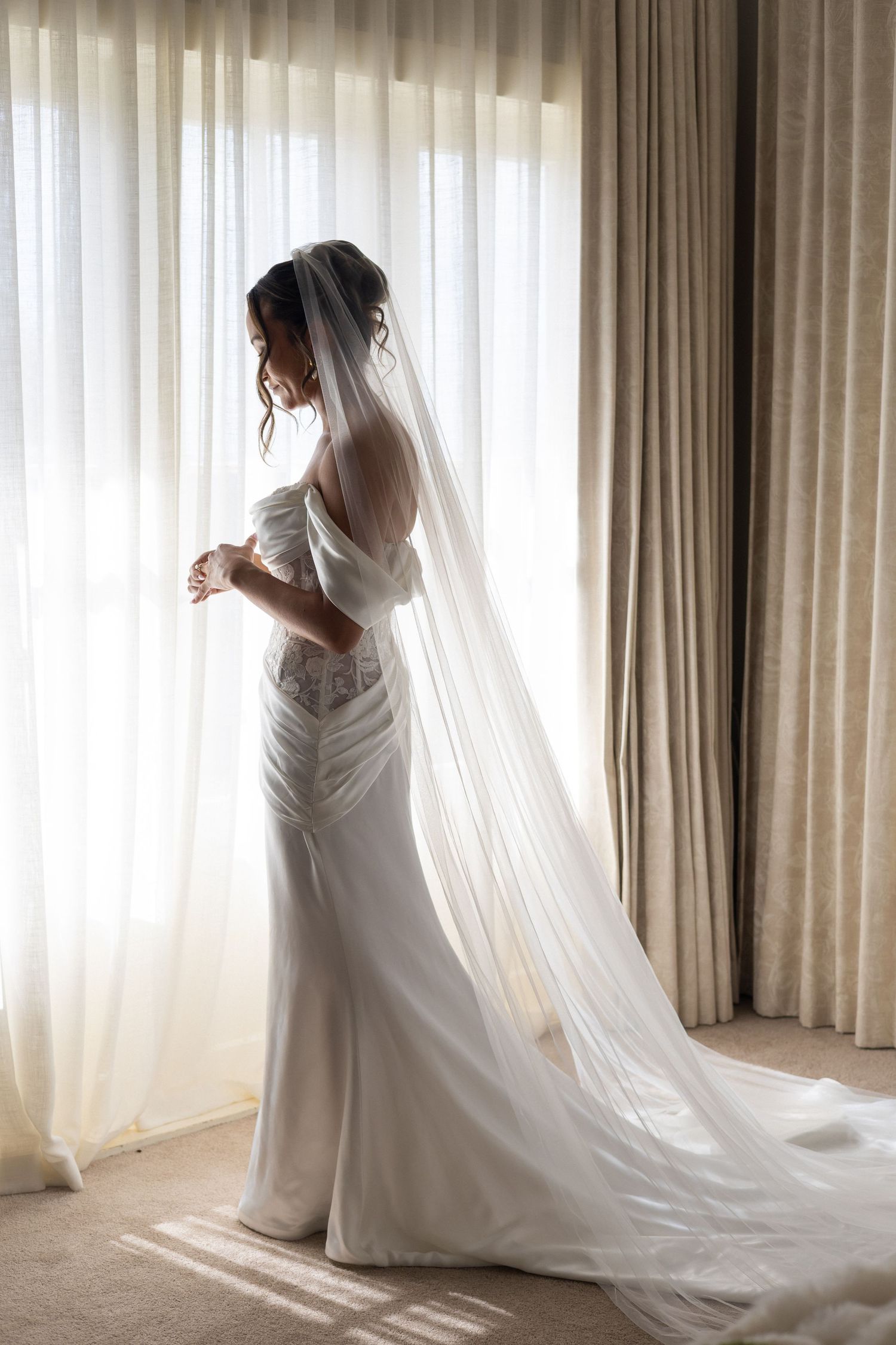 Bride getting ready before the big moment of walking down the aisle