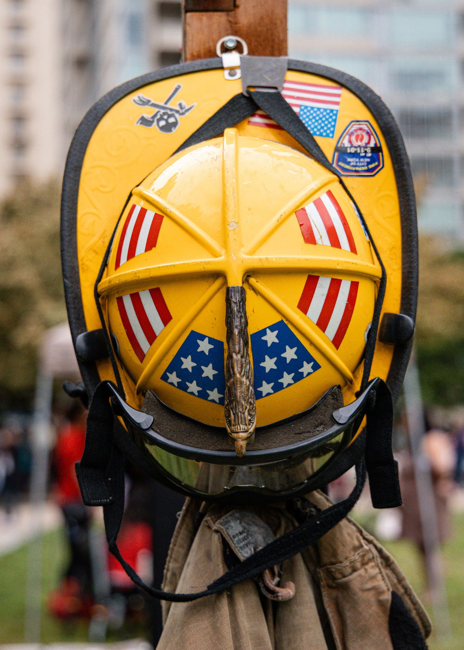 Firefighter helmet at 9/11 stair climb in dallas