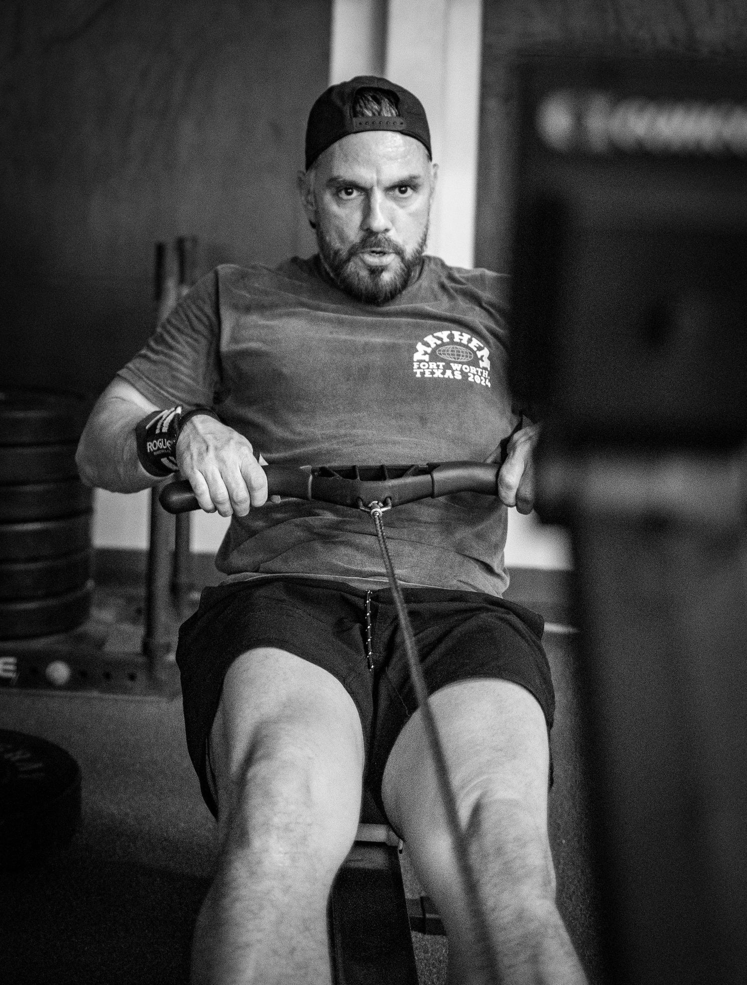 Crossfit athlete rowing in allen texas