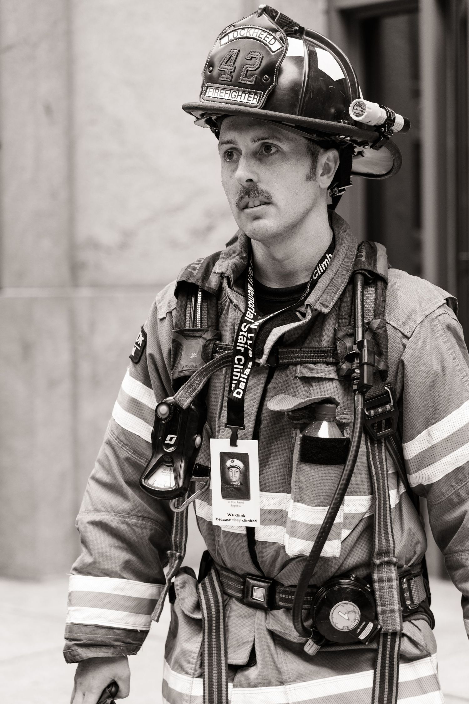 Firefighter exiting the building in Dallas