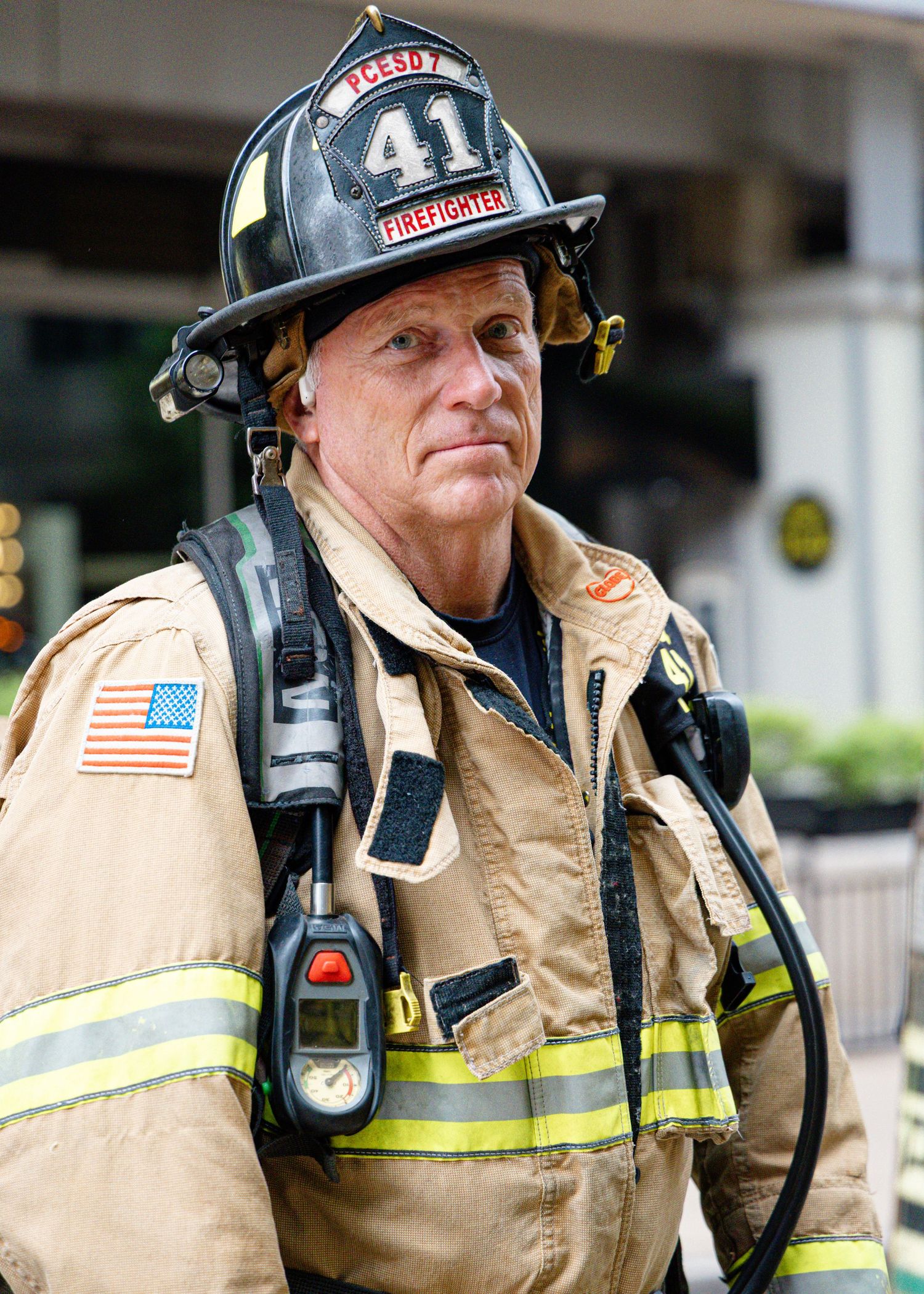 Firefighter entering building at 9/11 stair climb in dfw