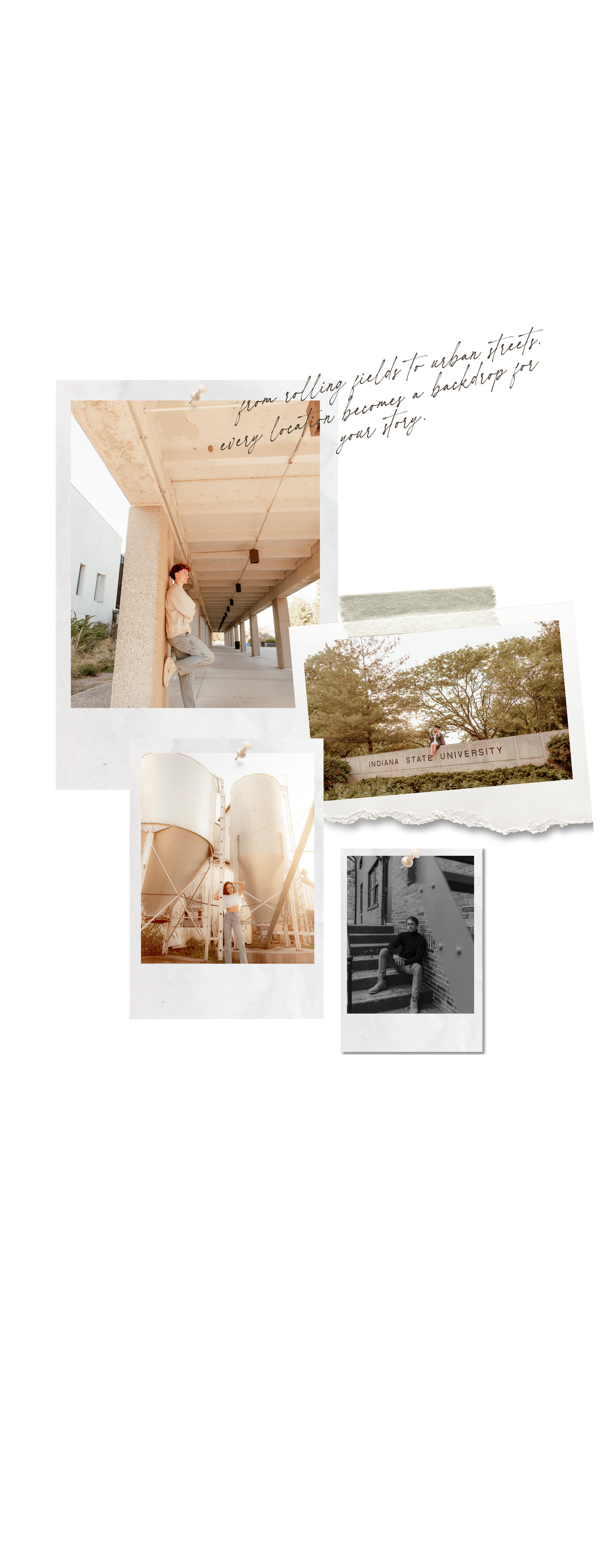 A vintage collage of architectural photographs featuring buildings, walkways and industrial structures in sepia and black tones.