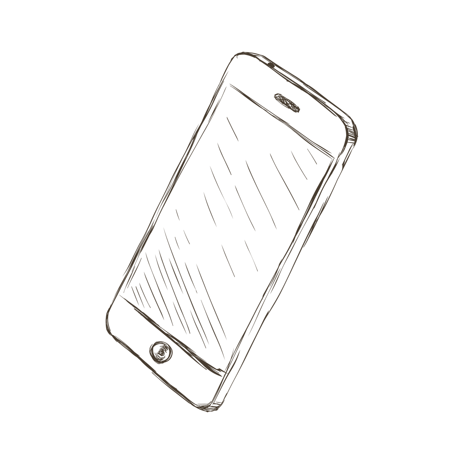 Hand-drawn sketches showing different views of a smartphone or mobile device from multiple angles.