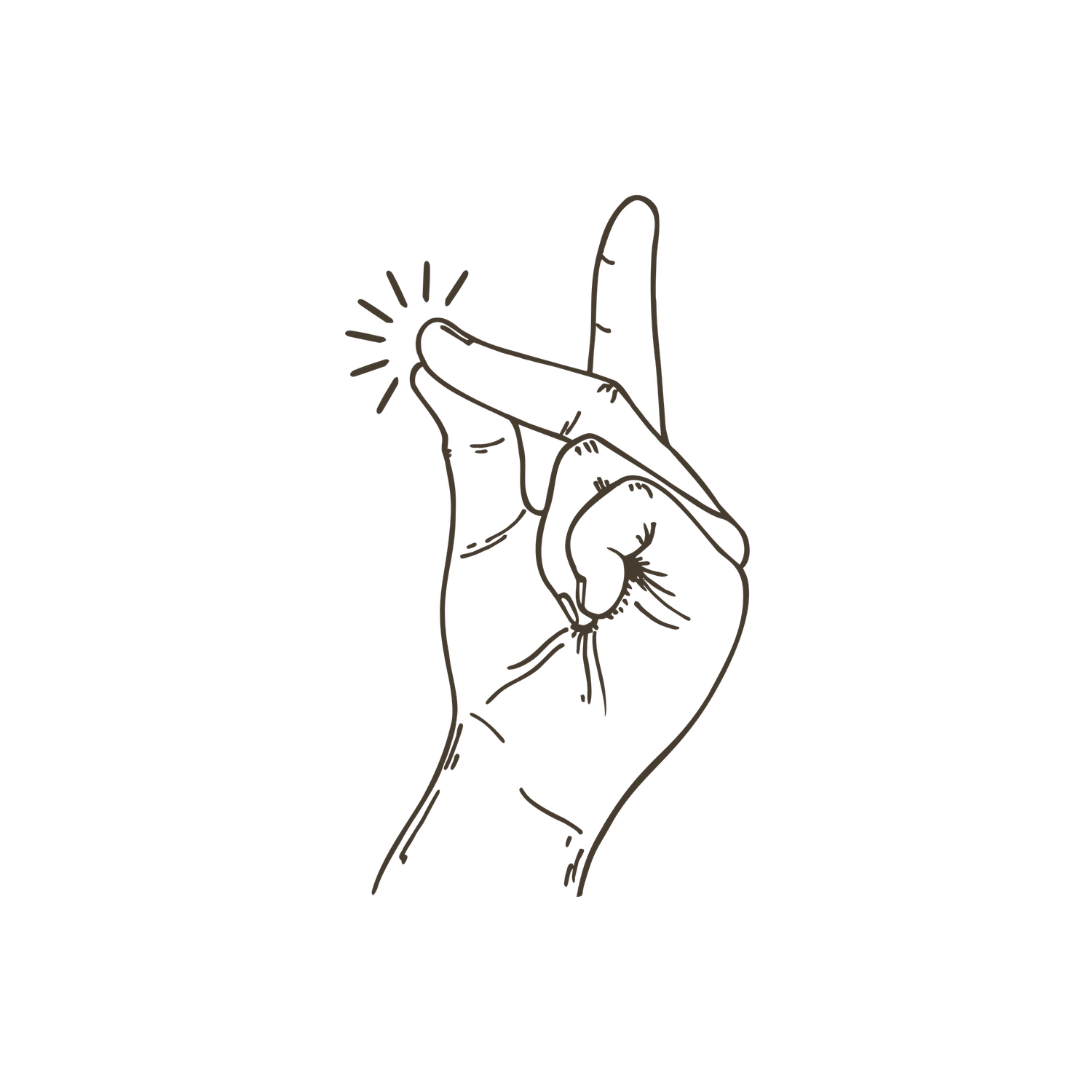 Minimalist line drawings of hands in various gestures and poses arranged in a row.