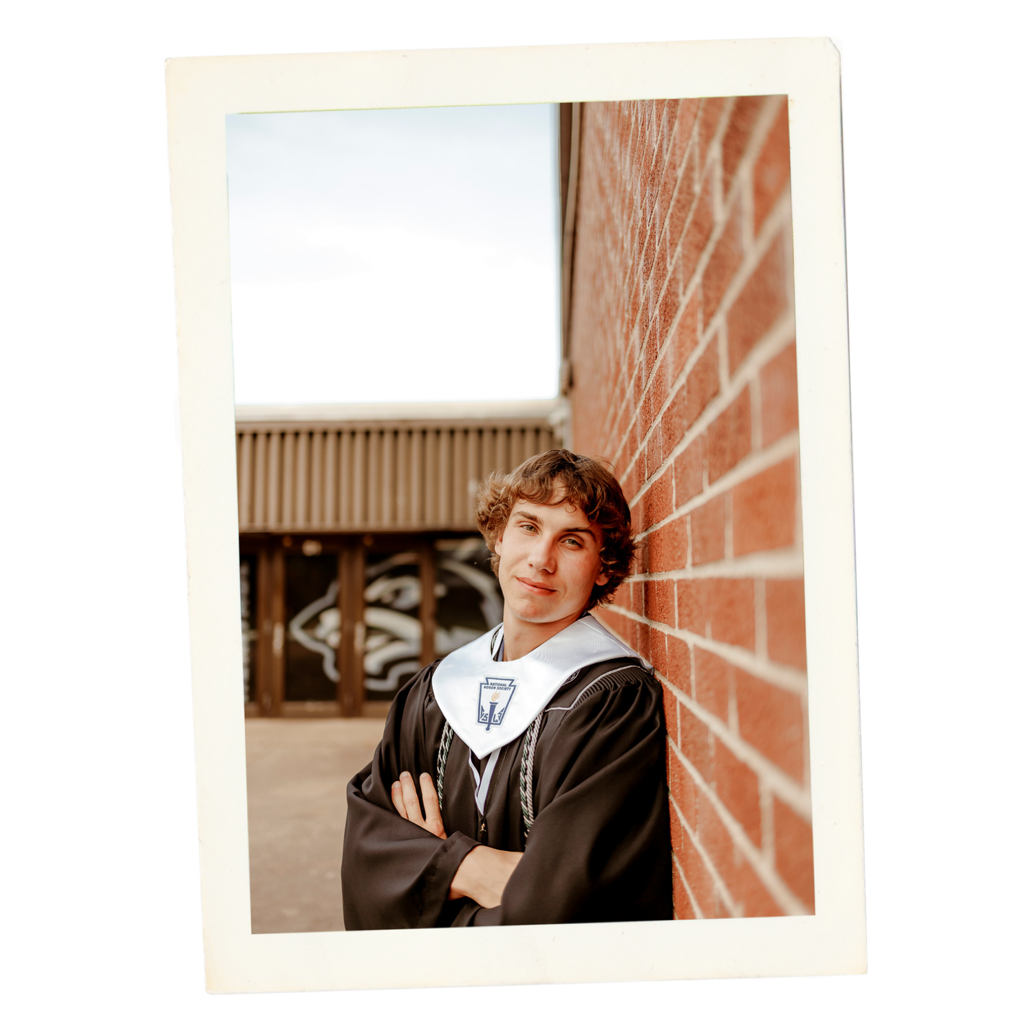 Person in casual attire poses against brick wall in three similar portrait-style photographs.