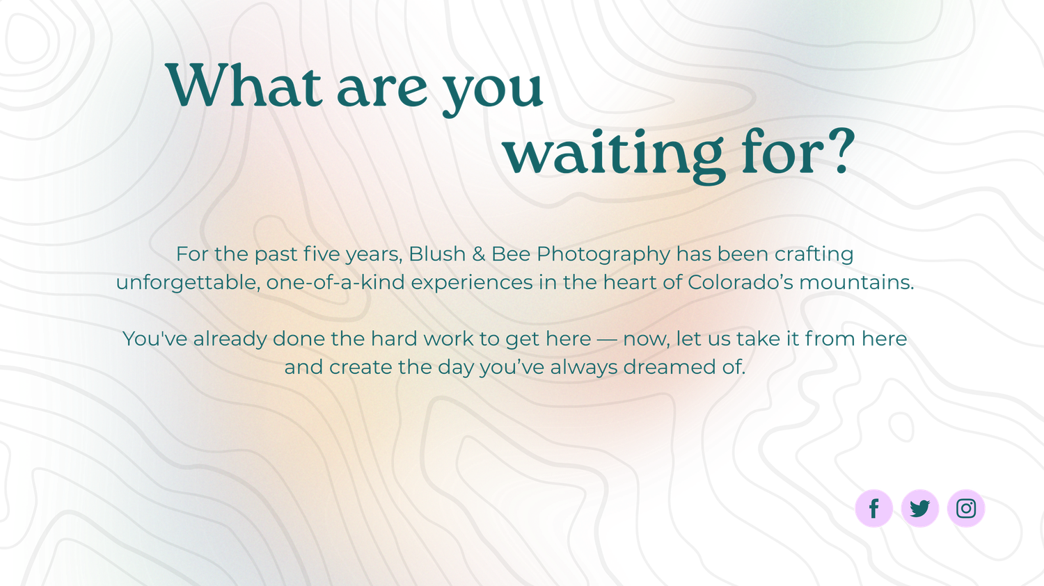White text overlay reading 'What are you waiting for?' on soft pastel background.