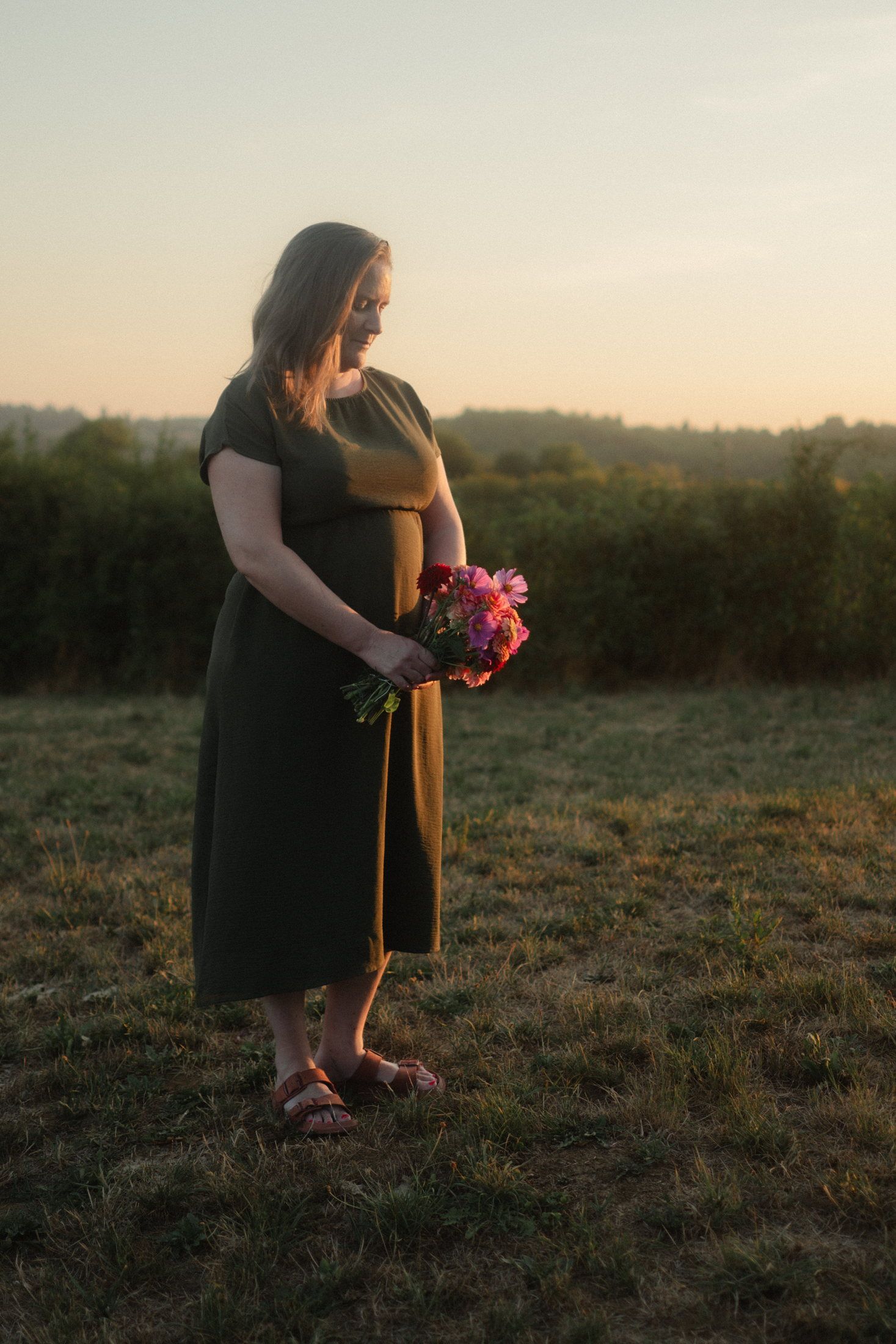 Famille photographiée au coucher du soleil en Haute-Vienne