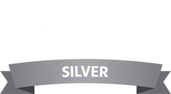 Silver award ribbon banner graphic for winning silver at the International Pet Photography Awards 2026.