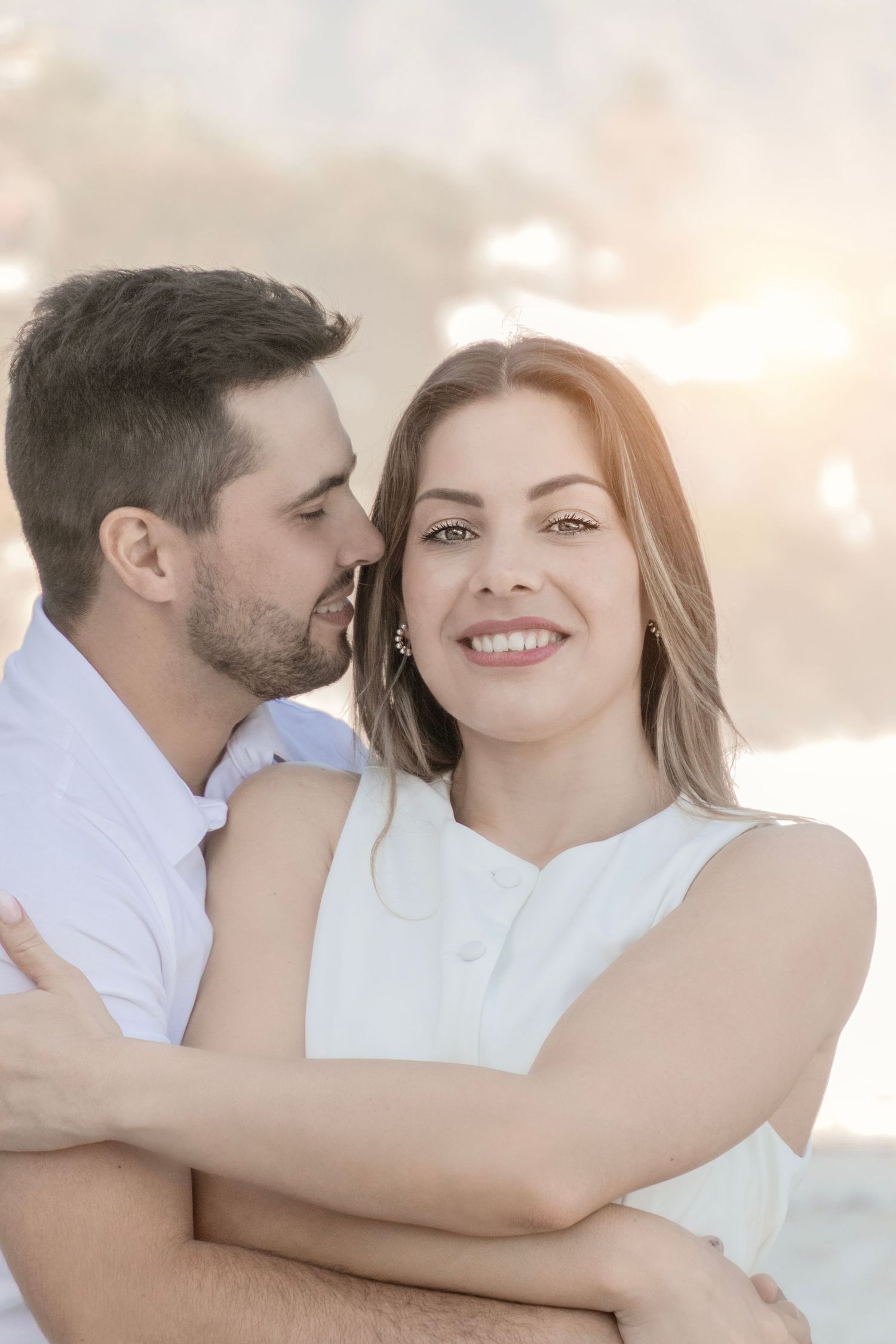Editorial engagement photography session on Camps Bay beach at golden hour in Cape Town