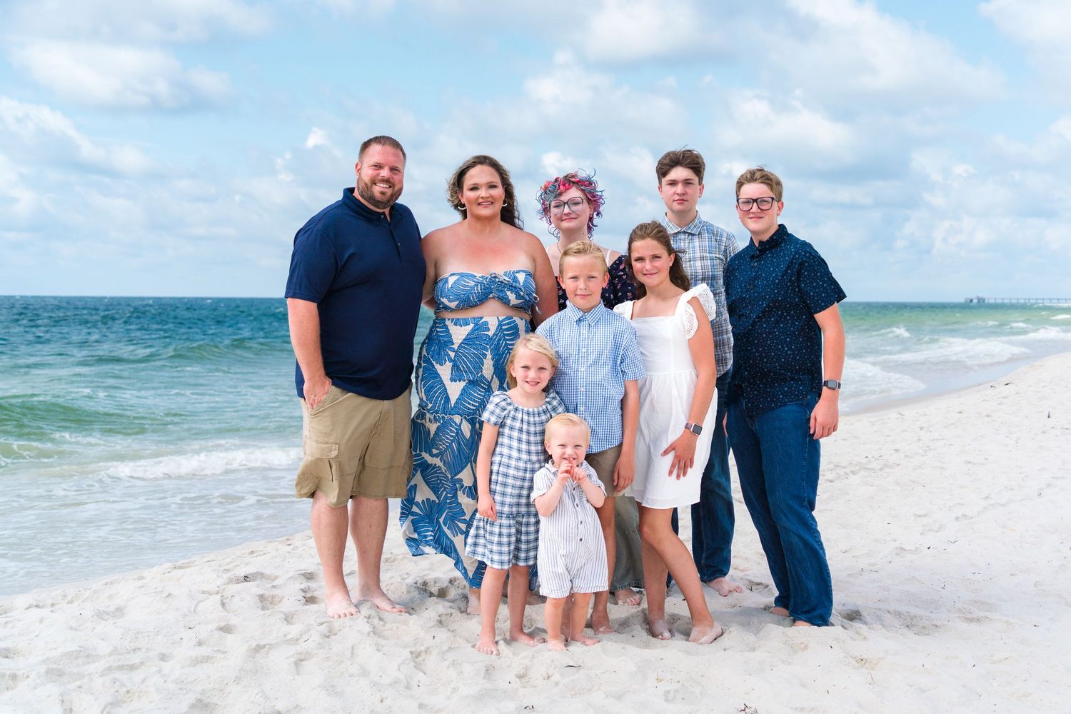 Large Family beach portraits photographed by Lens of Valerie in Gulf Shores Alabama