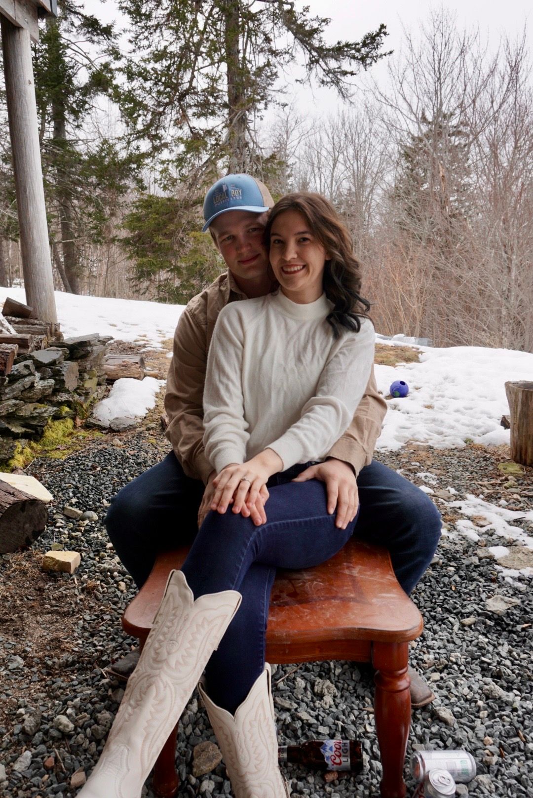 Couple sitting on a table