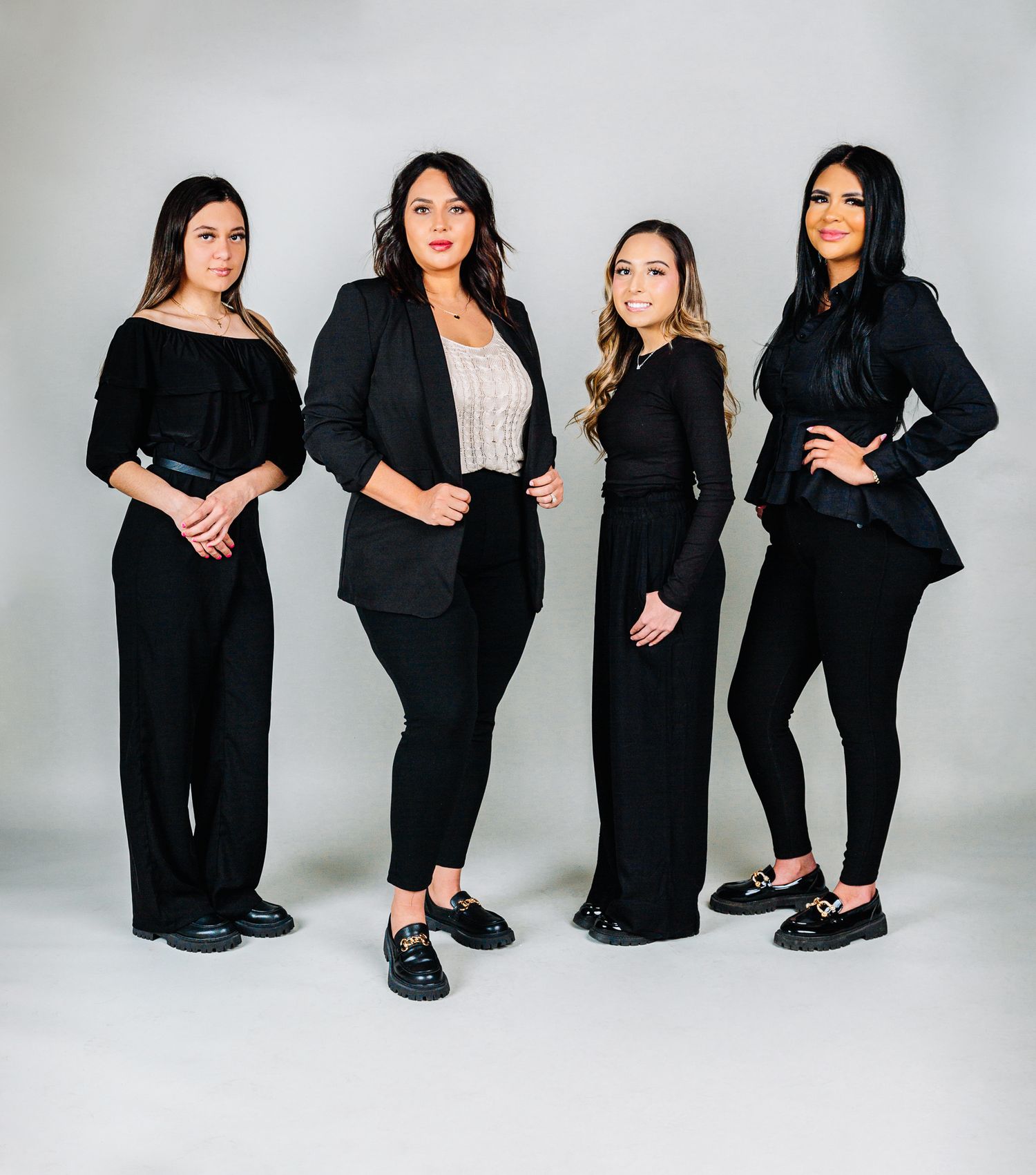 group headshots studio photoshoot of a group of insurance. group 4 business women in colorado