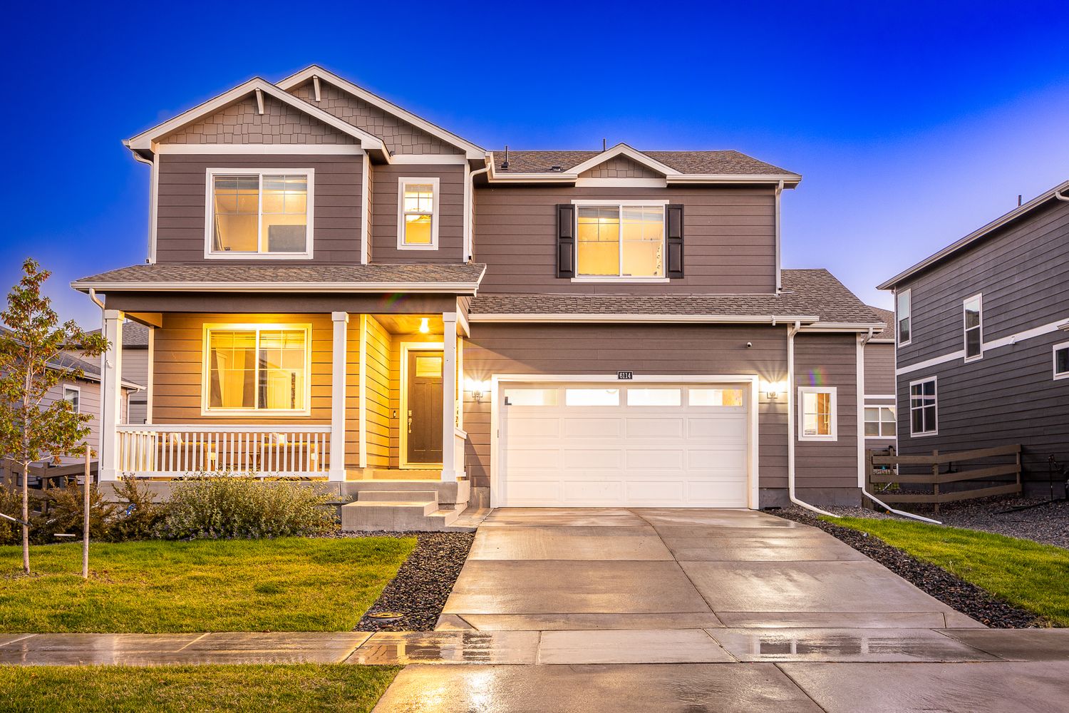 real estate professional twilight pictures of a home in Greeley Colorado.
