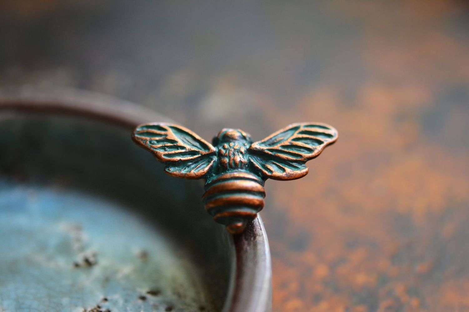 Vintaj Brass copper bee charm.