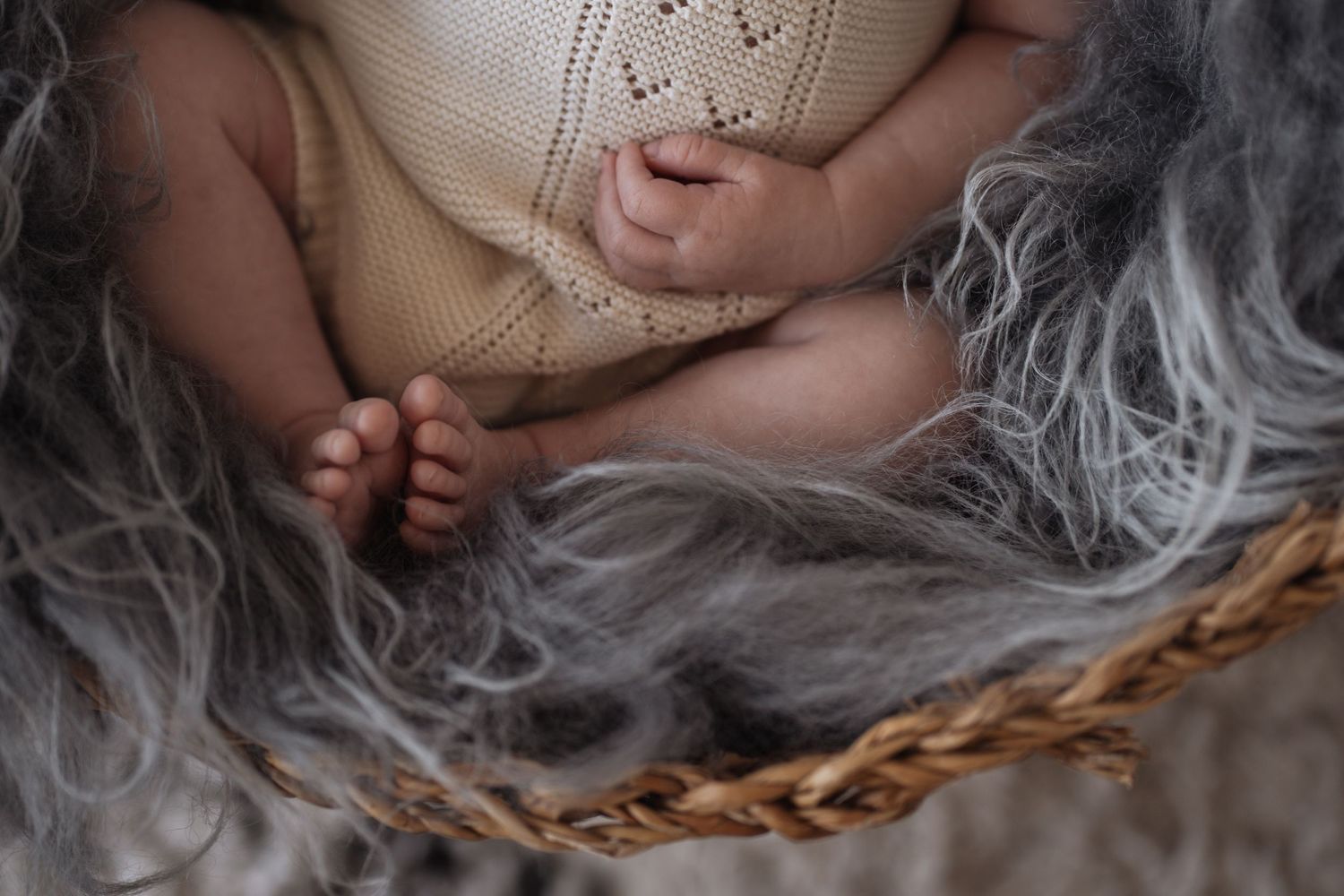 Detail foto tijdens een newborn fotoshoot