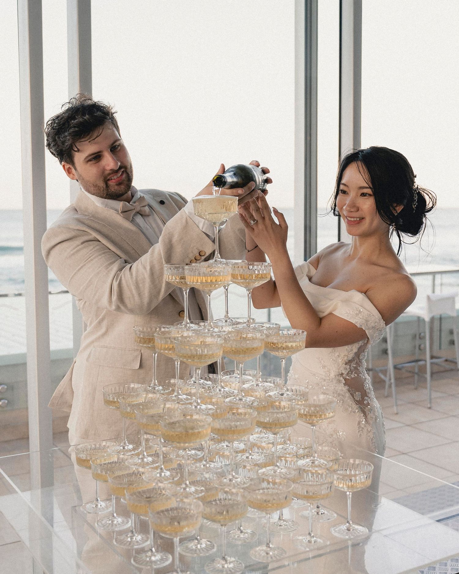 wedding champagne tower photo by Darwin wedding photographer – Weddings by Shiv