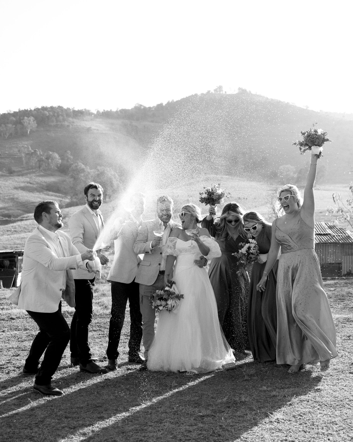 black and white bridal party photo by Darwin wedding photographer – Weddings by Shiv
