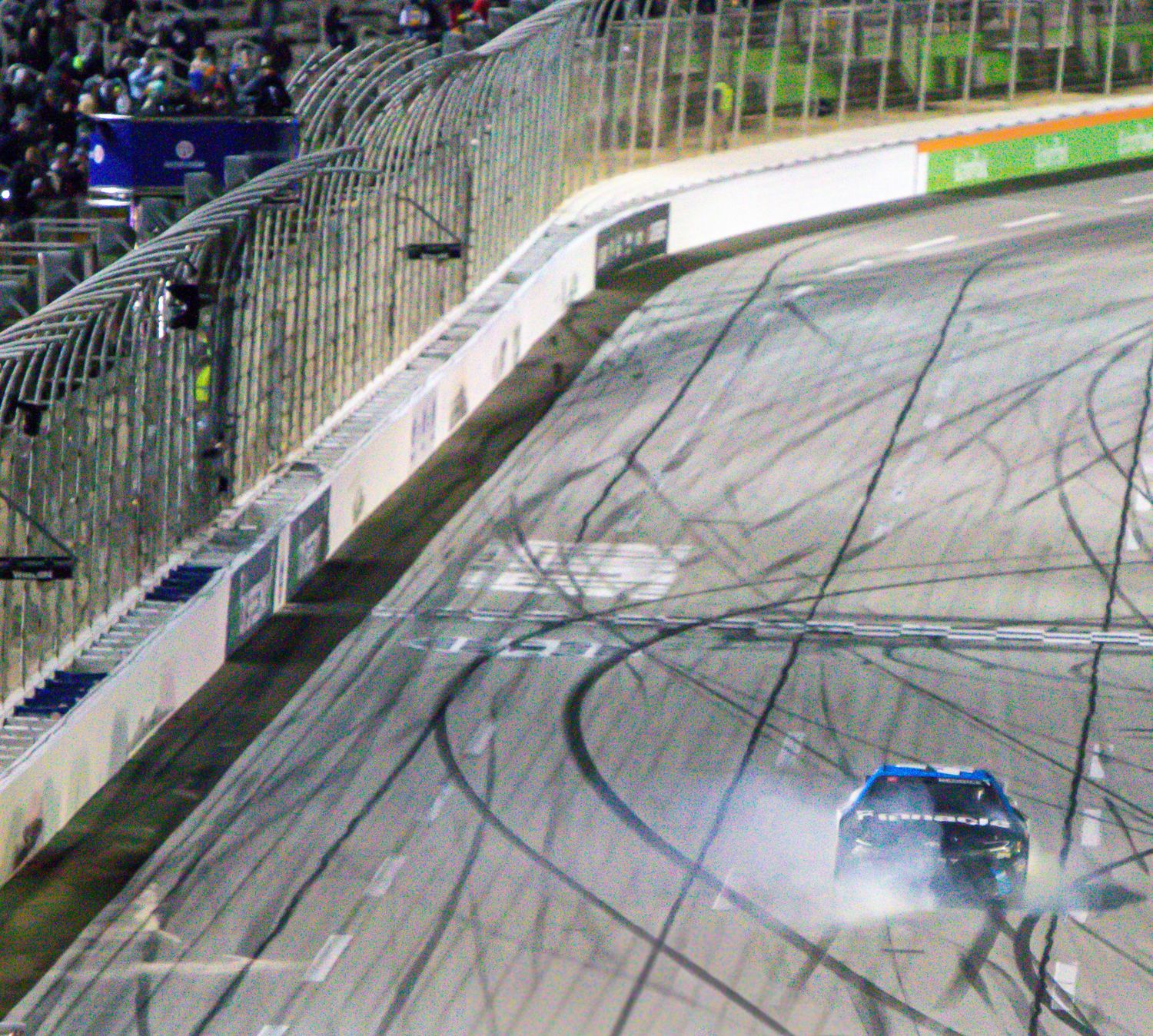 Tyler Reddick's Backwards burnout after victory during the AutoTrader 400 on February 22nd 2026 at EchoPark Speedway