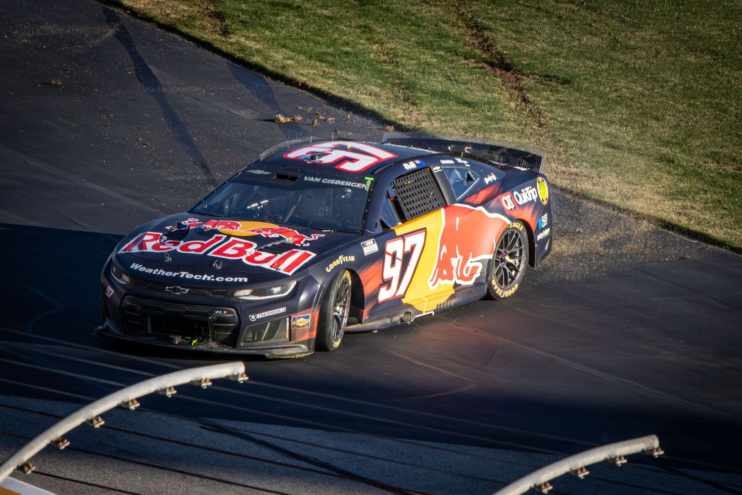 Shane Van Gisbergen (#97) spins during the AutoTrader 400 on February 22nd 2026 at EchoPark Speedway
