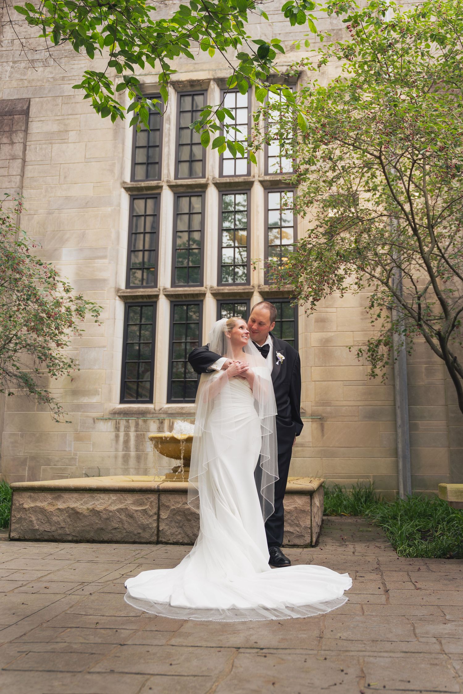 Posed wedding photography, bride and groom in Bloomington, Indiana