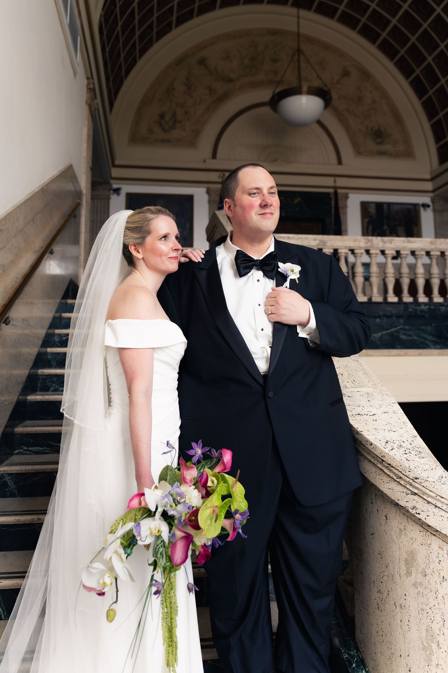 Posed wedding photography, bride and groom in Bloomington, Indiana