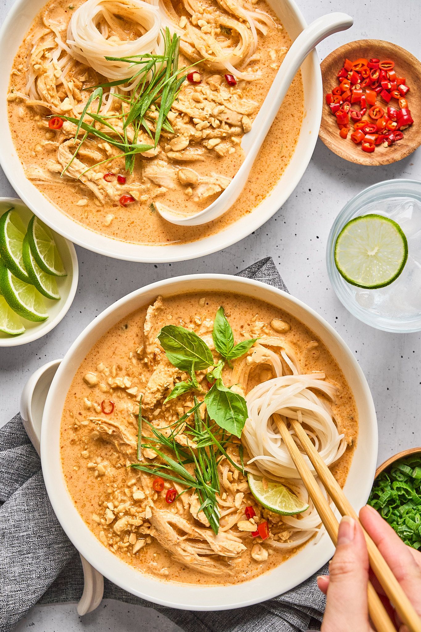 Editorial-style overhead image of a finished dish ready to serve