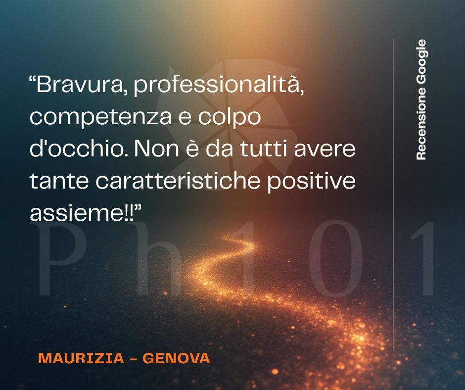 Glowing golden sparkles against a dark teal background with overlaid testimonial text.