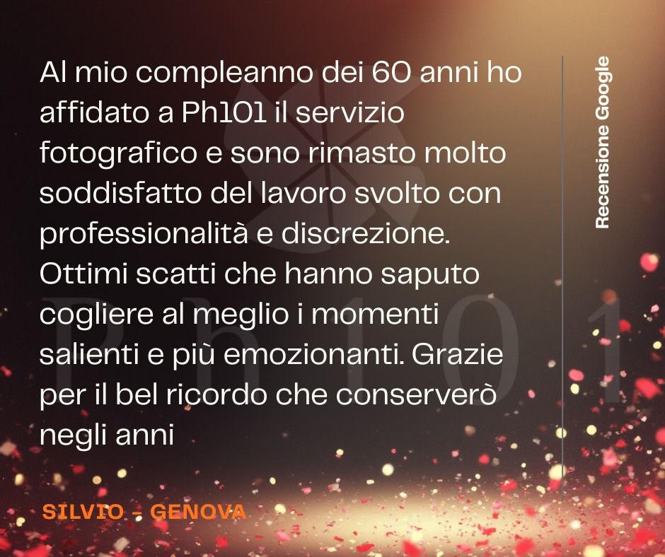 Sparkling bokeh lights and red particles against dark background with testimonial text.
