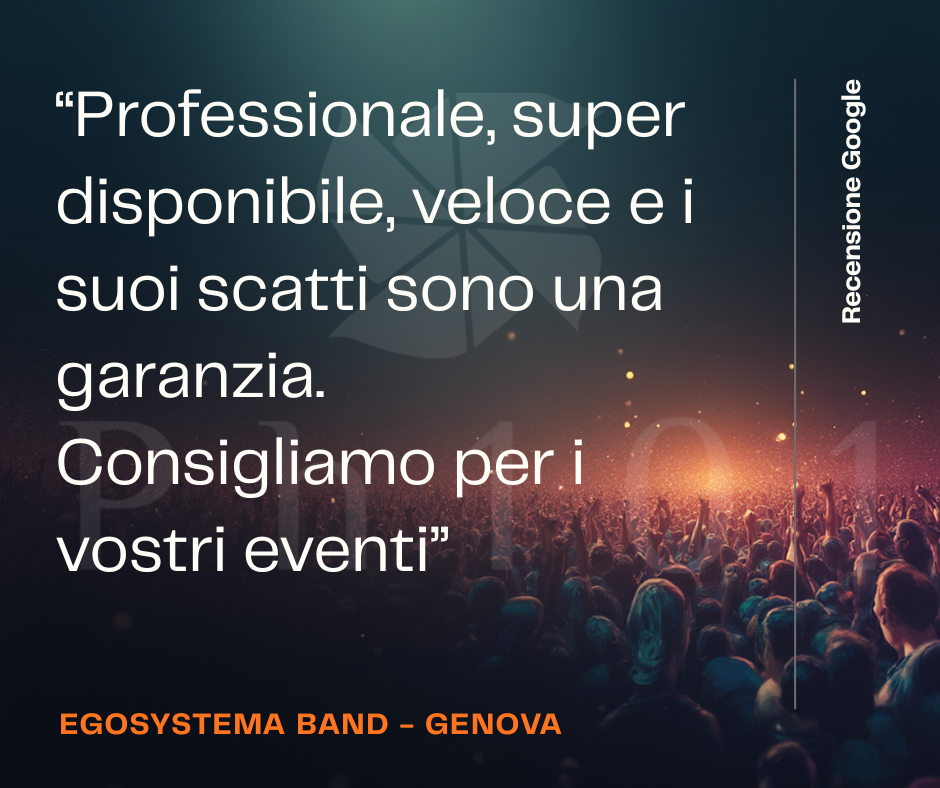 Customer testimonials and reviews displayed on a dark background with concert crowd silhouette.