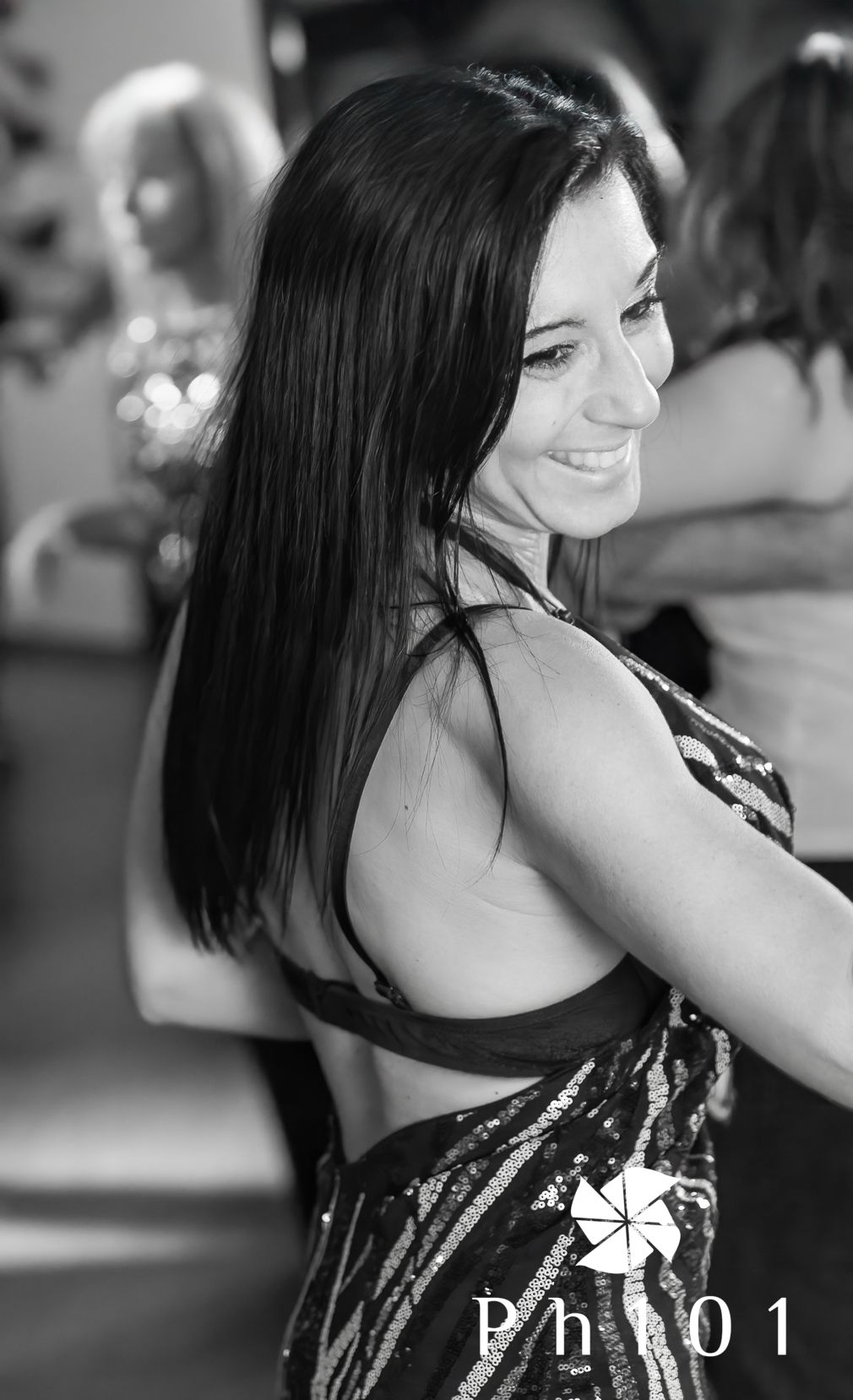 Black and white portrait series showing movement and dance in sequence.